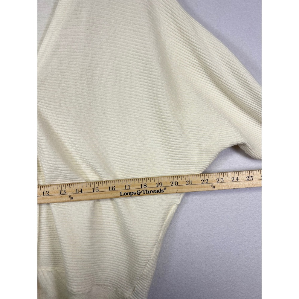 Minimalist Truth by Republic Womens Medium Cream Ribbed Batwing Cardigan Sweater - Picture 8 of 9